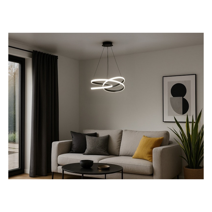 LED-dimmbare Hängeleuchte an Seil LED/90W/230V 3000–6500K Ø 47 cm + Fernbedienung