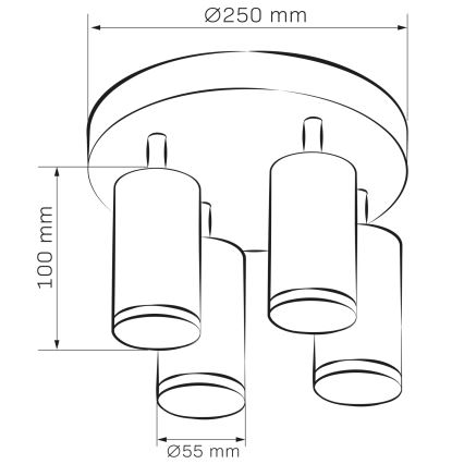 Dimmbare LED RGBW Badezimmer-Einbauleuchte TURYN 4xGU10/6,5W/230V 2700-6500K Wi-Fi IP44 Schwarz