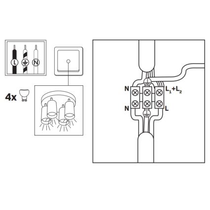 Dimmbare LED RGBW Badezimmer-Einbauleuchte TURYN 4xGU10/6,5W/230V 2700-6500K Wi-Fi IP44 Schwarz
