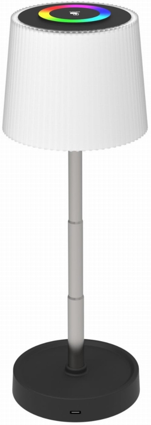 Dimmbare RGBW-LED-Außen-Tischleuchte, wiederaufladbar, 2W/5V, IP44, 1200 mAh, grau