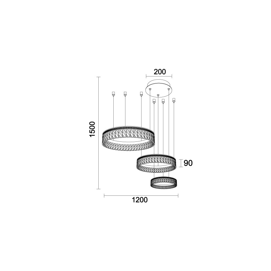 LED-dimmbarer Kristall-Pendelleuchter an Seil THALIA LED/120W/230V 3000-6000K + Fernbedienung
