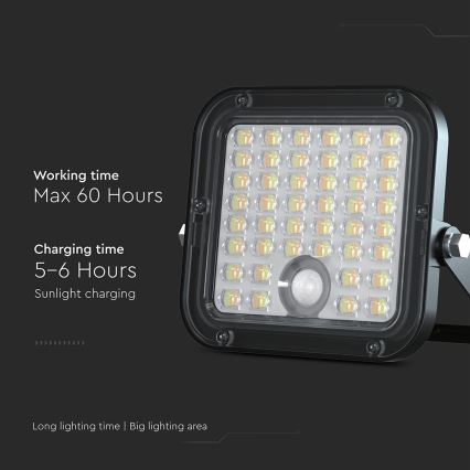 Dimmbarer LED-Solarstrahler mit Sensor LED/10W/3,7V 4000/6000K IP65 3600 mAh + Fernbedienung
