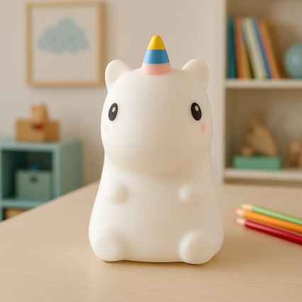 LED RGBW dimmbares, wiederaufladbares, berührungsgesteuertes Kinder-Nachtlicht UNICORN LED/1W/5V 1200 mAh