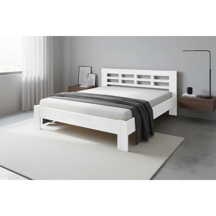 Doppelbett aus massivem Holz ANGELA 180x200 cm Weiß