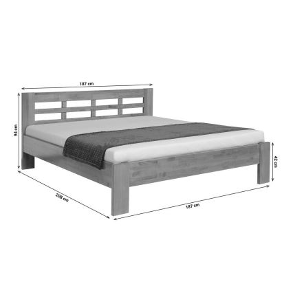 Doppelbett aus Massivholz ANGELA 180x200 cm Walnuss Leuchte