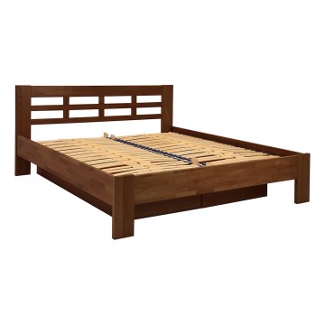 Doppelbett aus Massivholz mit Stauraum ANGELA 180x200 cm Walnuss dunkel