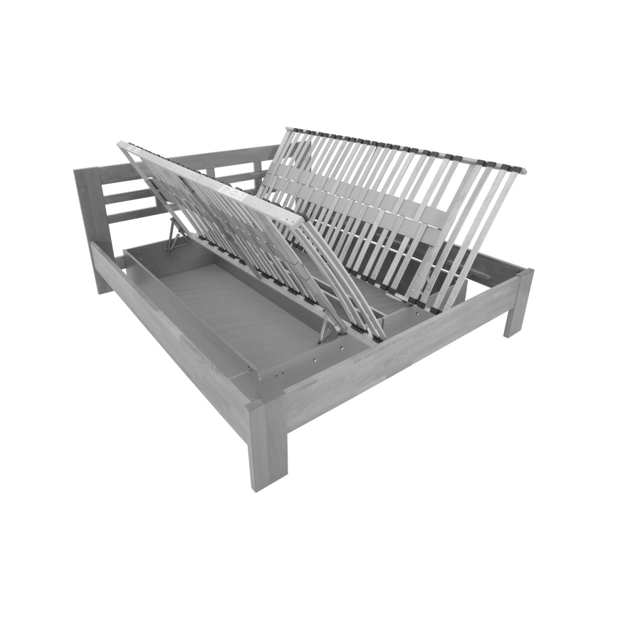 Doppelbett aus Massivholz mit Stauraum ANGELA 180x200 cm Walnuss