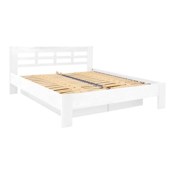Doppelbett aus Massivholz mit Stauraum ANGELA 180x200 cm weiß