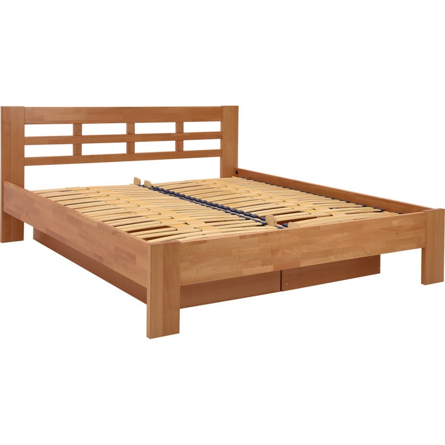 Doppelbett aus Massivholz mit Stauraum ANGELA 180x200 cm Zwetschge