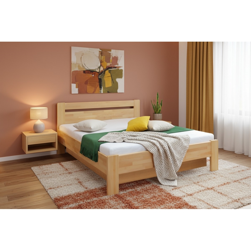 Doppelbett mit Lattenrost und Stauraum aus massivem AMARA 180x200 cm Buche