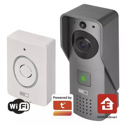 Drathlose Video-Türklingel mit Bewegungssensor GoSmart 12V/3xAA IP44 Wi-Fi Tuya