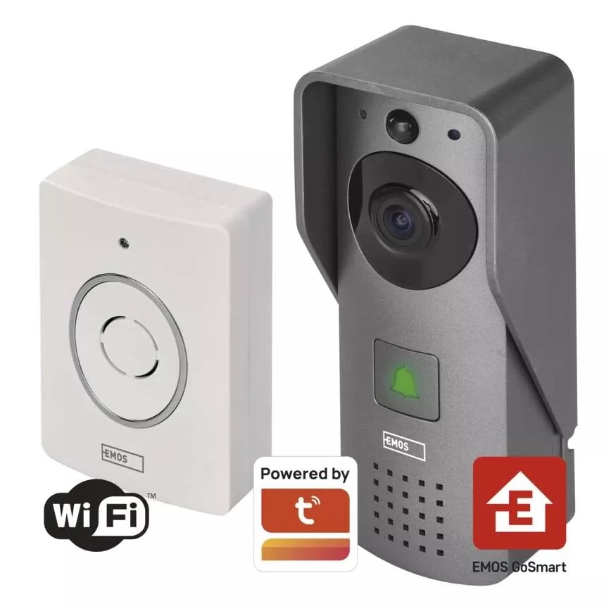 Drathlose Video-Türklingel mit Bewegungssensor GoSmart 12V/3xAA IP44 Wi-Fi Tuya