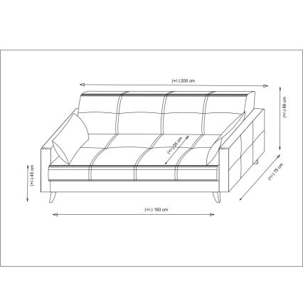 Dreisitziges Schlafsofa KORFU, dunkelgrau