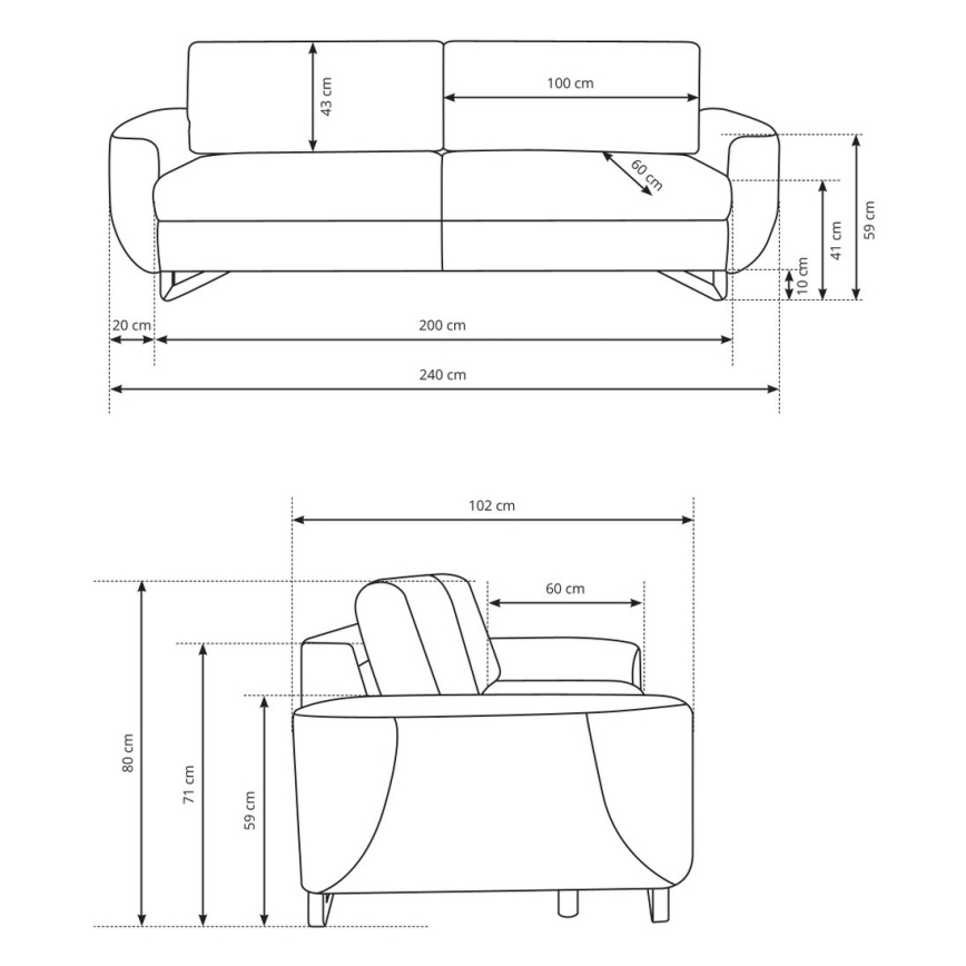 Dreisitziges Sofa AVESTA in Grau