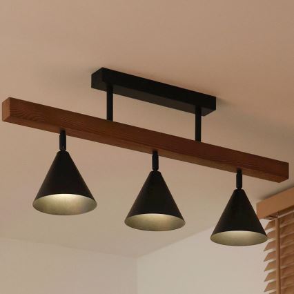 Duolla - Aufgesetzte Deckenleuchte IRONLINE 3xG9/3W/230V Kiefer Eiche/schwarz