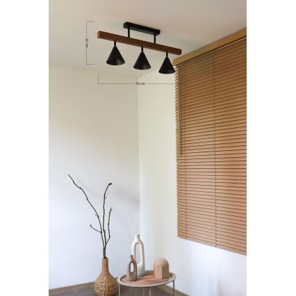 Duolla - Aufgesetzte Deckenleuchte IRONLINE 3xG9/3W/230V Kiefer Eiche/schwarz