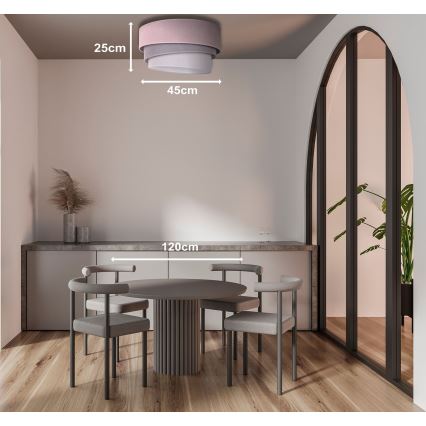 Duolla - Deckenleuchte TRIO 1xE27/15W/230V Ø 45 cm rosa/grau/weiß