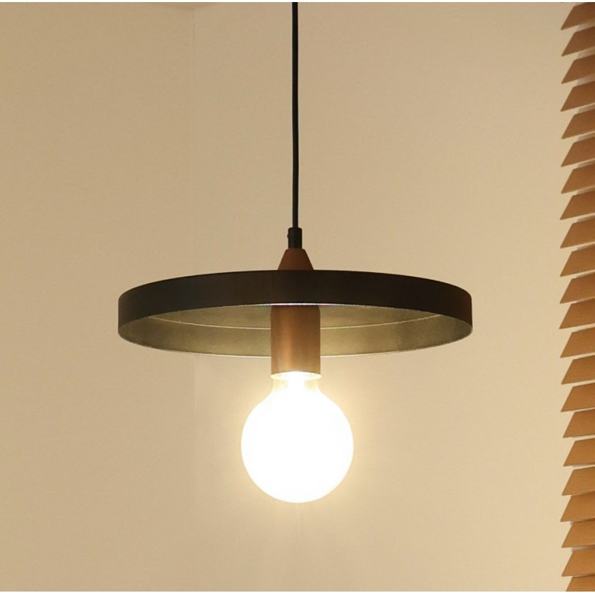 Duolla - Hängeleuchte an Kabel IRONLINE 1xE27/15W/230V Ø 30 cm schwarz/kupferfarben