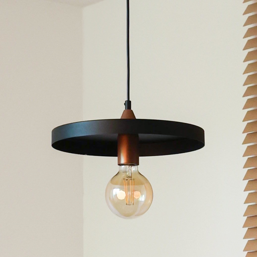 Duolla - Hängeleuchte an Kabel IRONLINE 1xE27/15W/230V Ø 30 cm schwarz/kupferfarben