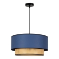 Duolla - Hängeleuchte BOHO 1xE27/15W/230V d 45 cm blau/Rattan