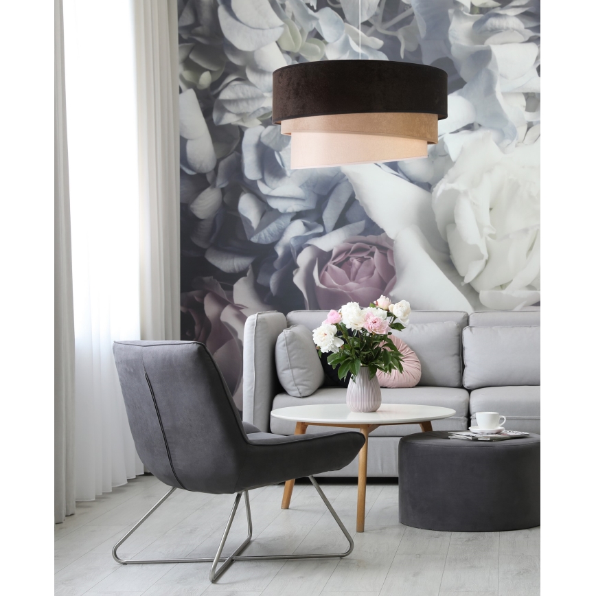 Duolla - Hängeleuchte DEVON 1xE27/40W/230V d 45 cm schwarz/beige