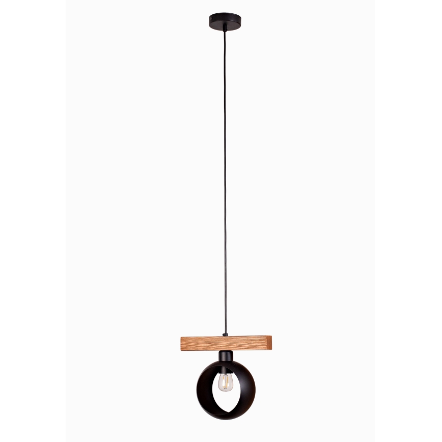 Duolla - Hängeleuchte mit Kabel IRONLINE 1xE27/15W/230V Kiefer/Eiche/Schwarz