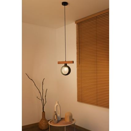 Duolla - Hängeleuchte mit Kabel IRONLINE 1xE27/15W/230V Kiefer/Eiche/Schwarz