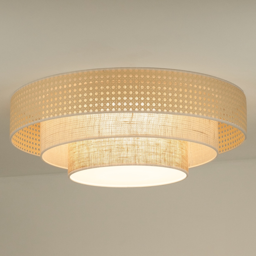 Duolla - LED-Deckenleuchte LUNETA LED/26W/230V d 60 cm 4000K Rattan/beige/braun