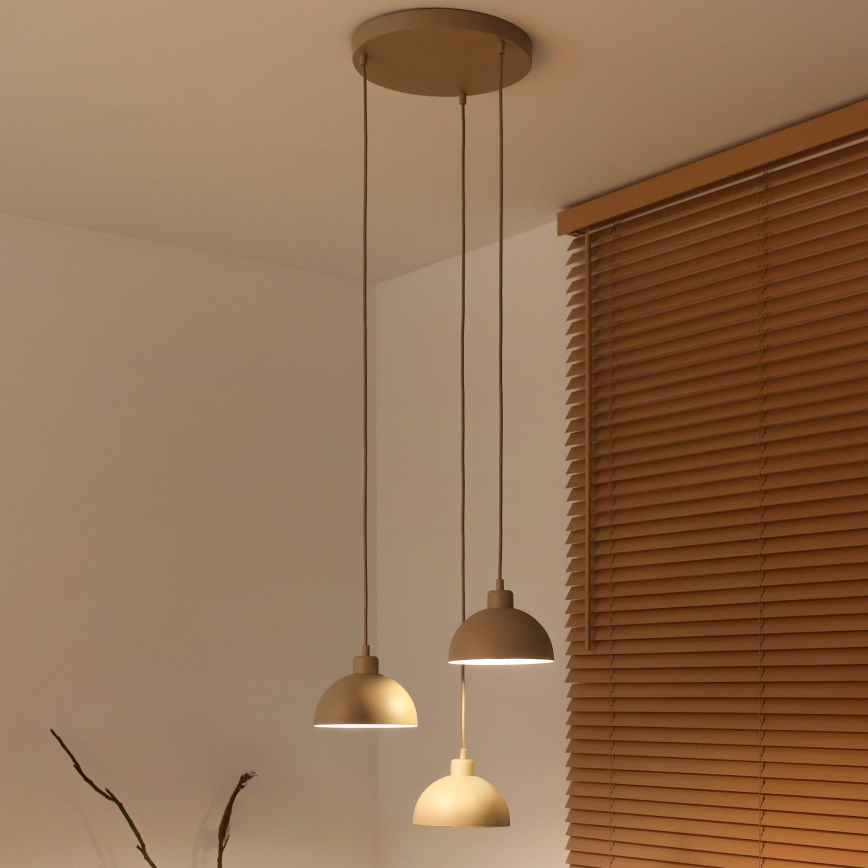 Duolla - Pendelleuchte an Kabel IRONLINE 3xE27/15W/230V béžová