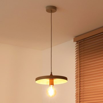 Duolla - Pendelleuchte an Seil IRONLINE 1xE27/15W/230V Ø 30 cm beige/kupfer