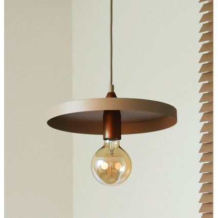 Duolla - Pendelleuchte an Seil IRONLINE 1xE27/15W/230V Ø 30 cm beige/kupfer
