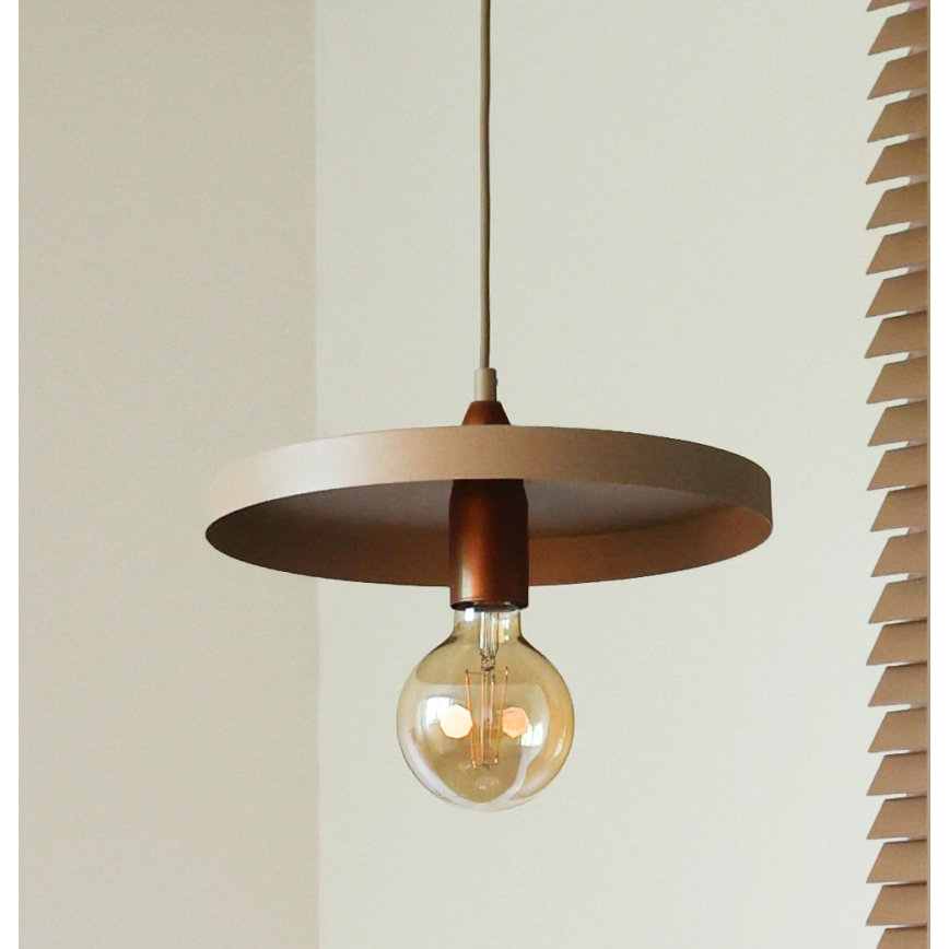 Duolla - Pendelleuchte an Seil IRONLINE 1xE27/15W/230V Ø 30 cm beige/kupfer