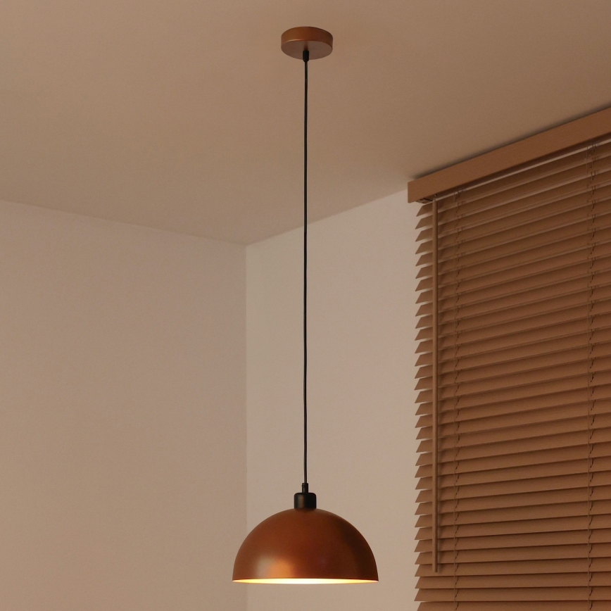 Duolla – Pendelleuchte mit Kabel IRONLINE, 1x E27/15W/230V, Ø 27 cm, Kupfer/Schwarz