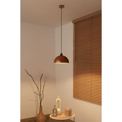 Duolla – Pendelleuchte mit Kabel IRONLINE, 1x E27/15W/230V, Ø 27 cm, Kupfer/Schwarz