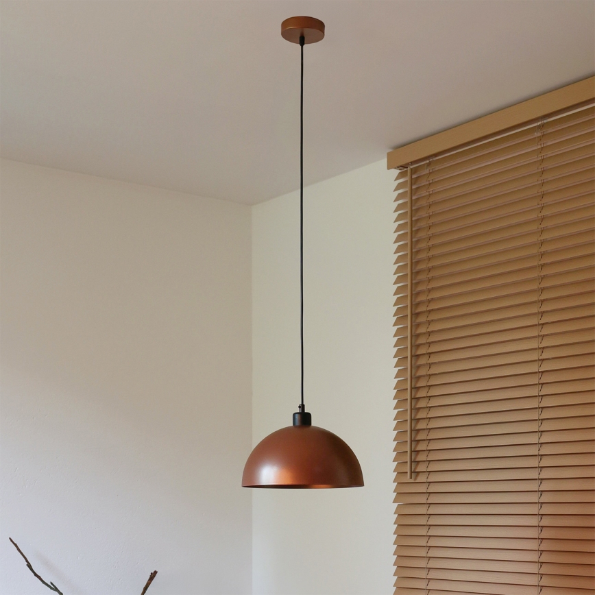 Duolla – Pendelleuchte mit Kabel IRONLINE, 1x E27/15W/230V, Ø 27 cm, Kupfer/Schwarz
