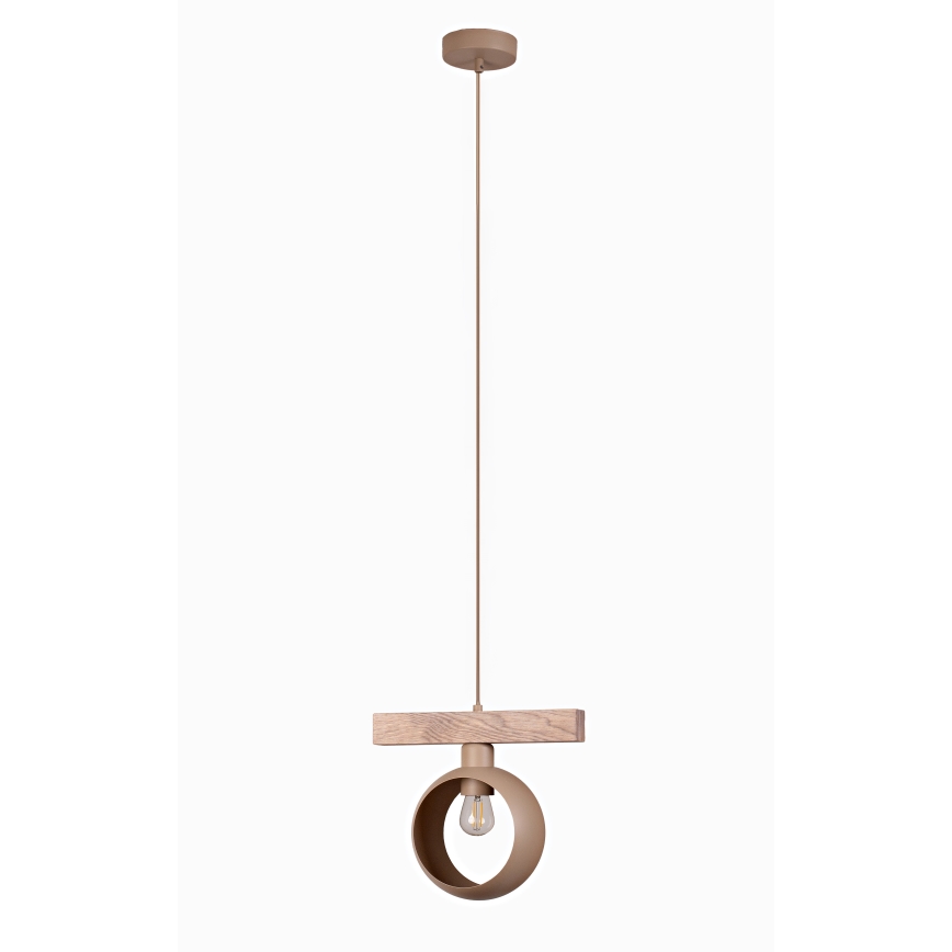 Duolla - Pendelleuchte mit Kabel IRONLINE 1xE27/15W/230V Kiefer/Eiche/beige