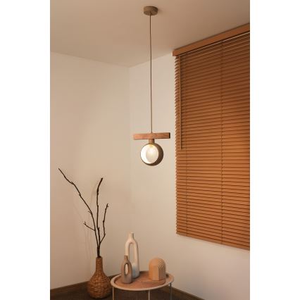 Duolla - Pendelleuchte mit Kabel IRONLINE 1xE27/15W/230V Kiefer/Eiche/beige