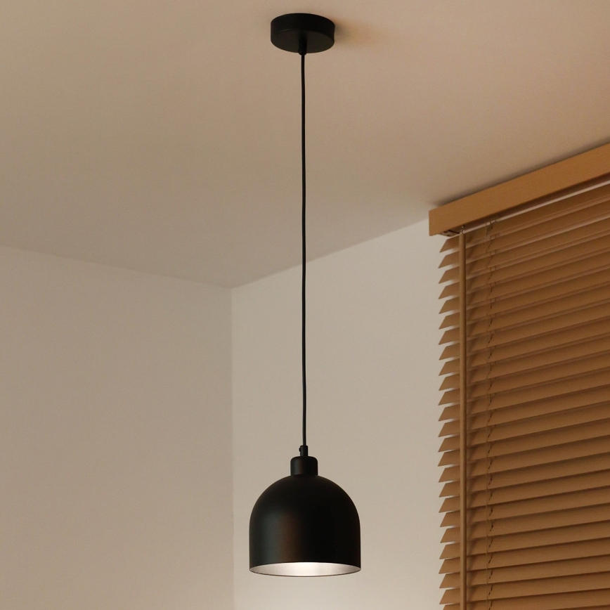 Duolla - Pendelleuchte mit Kabel IRONLINE 1xE27/15W/230V Ø 17 cm schwarz