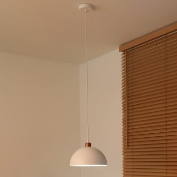 Duolla - Pendelleuchte mit Kabel IRONLINE 1xE27/15W/230V Ø 27 cm weiß/kupfer