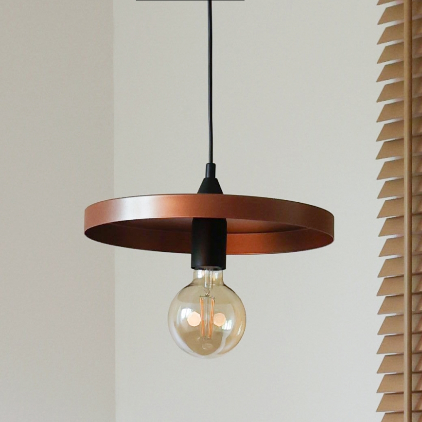 Duolla - Pendelleuchte mit Kabel IRONLINE 1xE27/15W/230V Ø 30 cm Kupfer/Schwarz