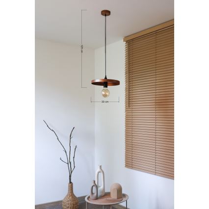 Duolla - Pendelleuchte mit Kabel IRONLINE 1xE27/15W/230V Ø 30 cm Kupfer/Schwarz