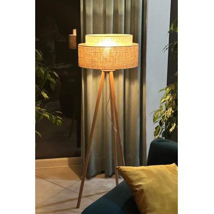 Duolla - Stehleuchte YUTE BOHO 1xE27/15W/230V d 45 cm braun/cremefarben