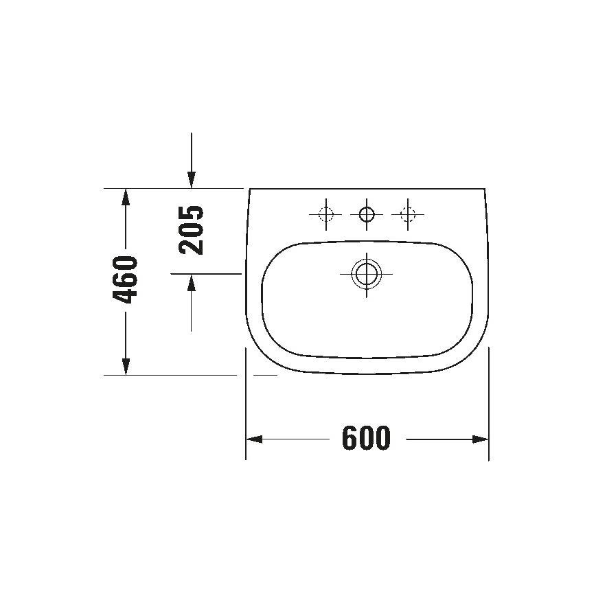 Duravit 23106000002 - Wandhängendes Waschbecken D-CODE 60x46 cm, Keramik/glänzend weiß