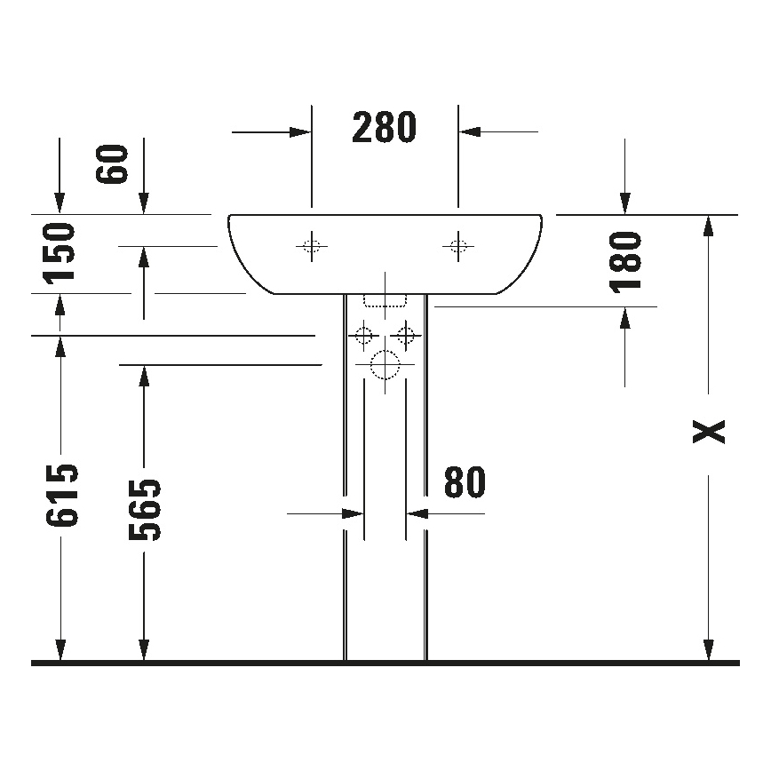 Duravit 23106000002 - Wandhängendes Waschbecken D-CODE 60x46 cm, Keramik/glänzend weiß