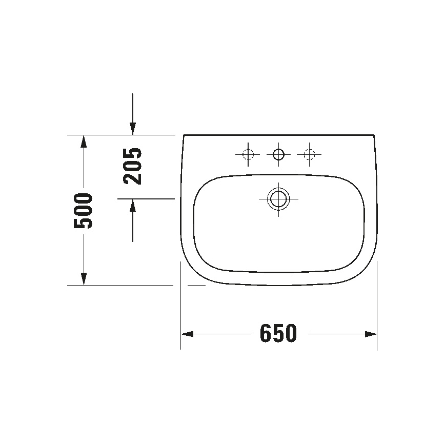 Duravit 23106500002 - Wandhängendes Waschbecken D-CODE 65x50 cm Keramik/glänzend weiß