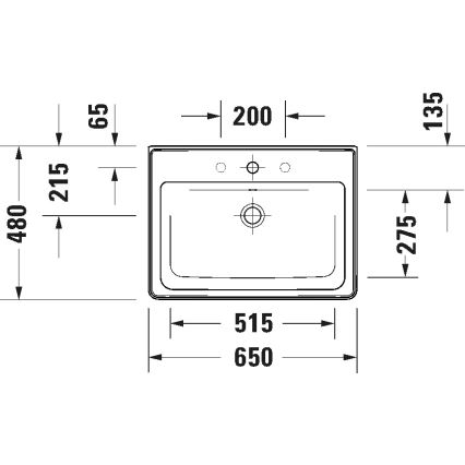 Duravit 2367650060 - Wandhängendes Waschbecken D-NEO 65x48 cm, Keramik, glänzend weiß