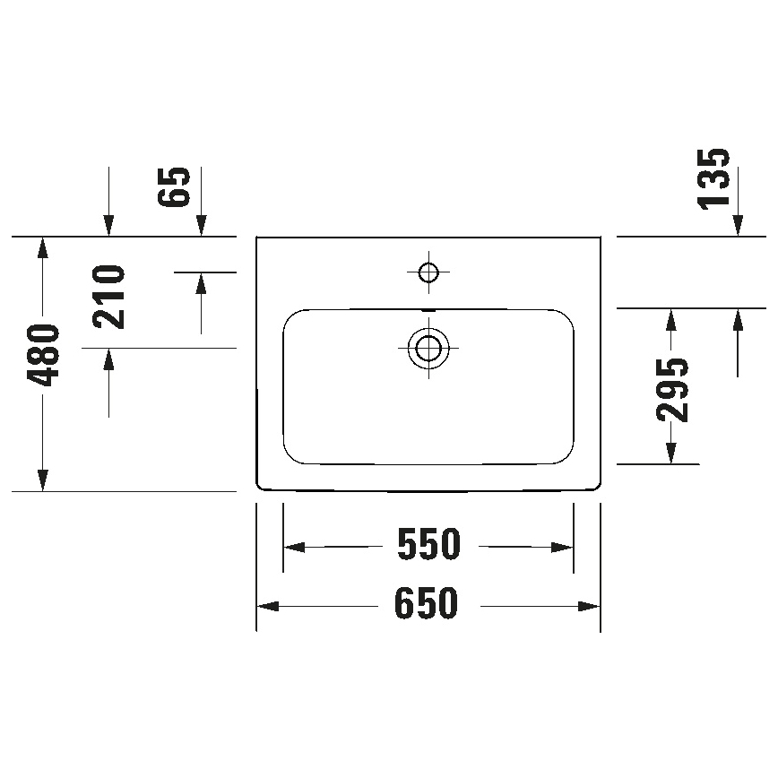 Duravit 23996500002 - Wandhängendes Waschbecken D-CODE 65 x 48 cm Keramik/glänzend weiß