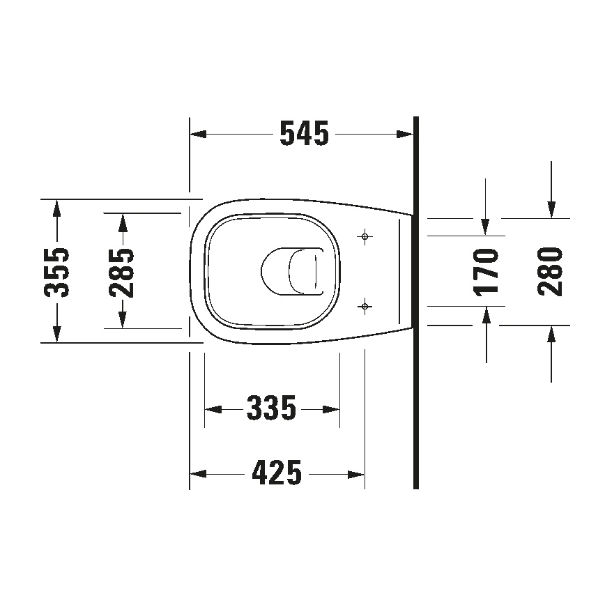 Duravit 25350900002 - Wand-WC D-CODE, Keramik, glänzend weiß