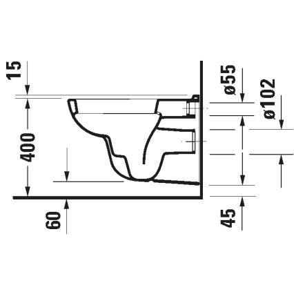 Duravit 25350900002 - Wand-WC D-CODE, Keramik, glänzend weiß