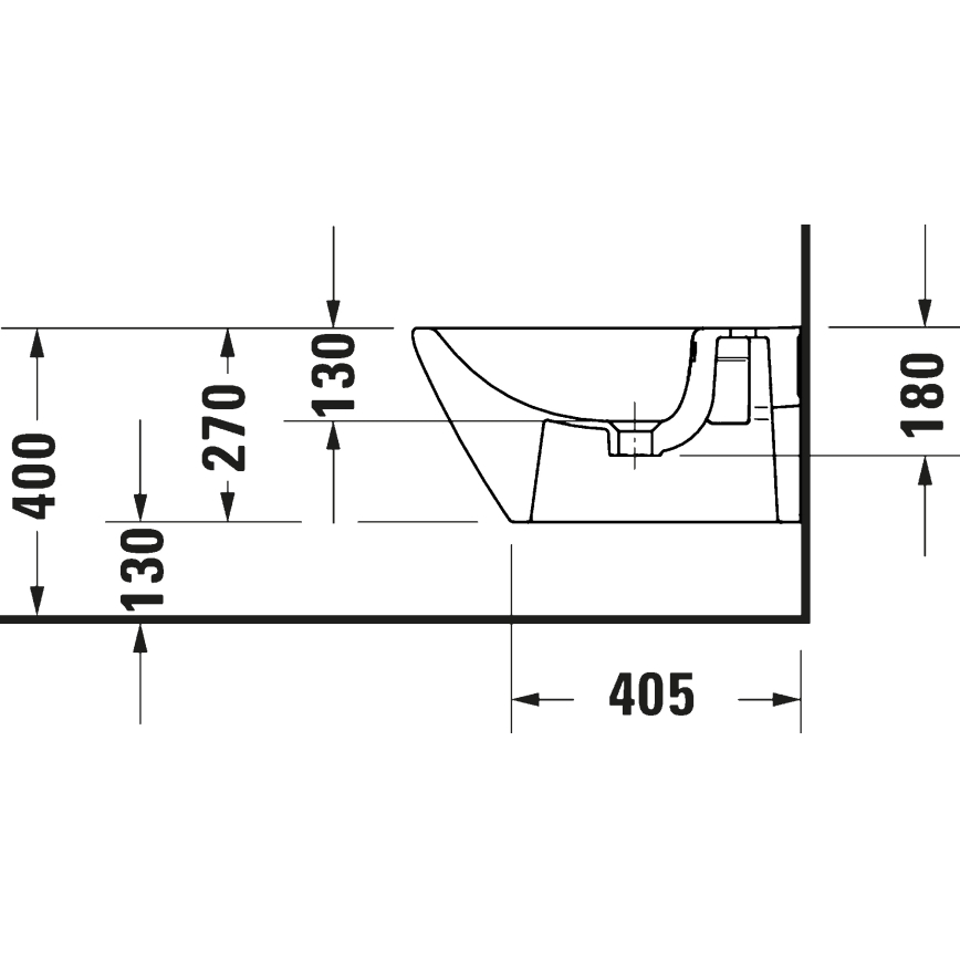 Duravit 27271500002 - Wandhängendes Bidet D-CODE, Keramik / glänzend weiß